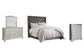 Coralayne Queen Upholstered Bed with Mirrored Dresser and Chest