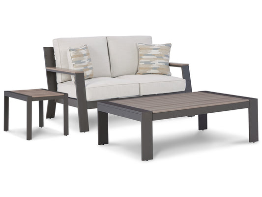 Tropicava Outdoor Loveseat with Coffee Table and End Table