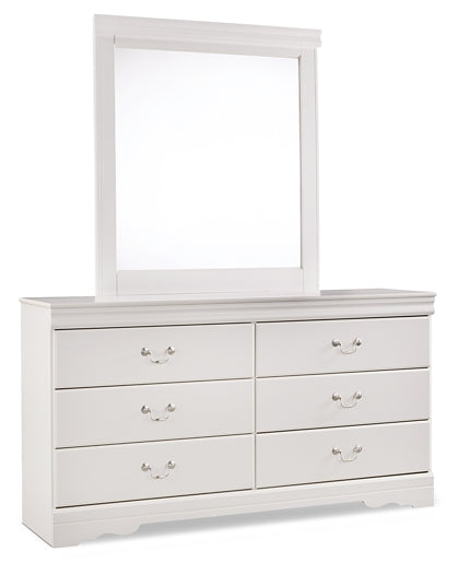 Anarasia Twin Sleigh Headboard with Mirrored Dresser, Chest and 2 Nightstands